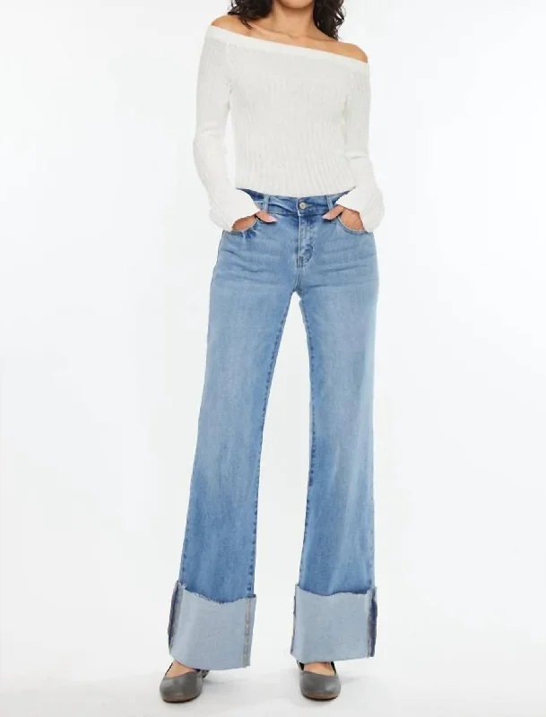 Emma Mid Rise Wide Leg Jeans In Medium