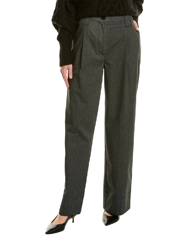 GANNI Pleated Wool-Blend Pant