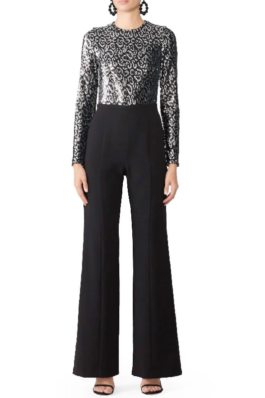 Lazaro Sequin Jumpsuit In Black