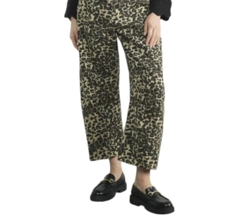 Louchy Relax Fit Denim Pants In Animal Print