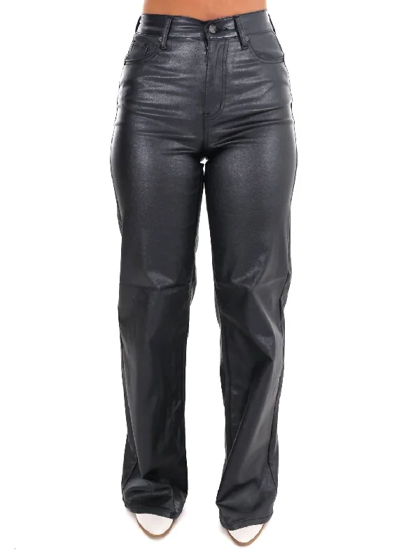 Night Sky Metallic High Rise Wide Jeans In Black