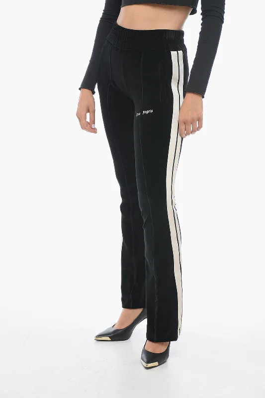 Palm Angels Velour Track Pants with Contrasting Bands