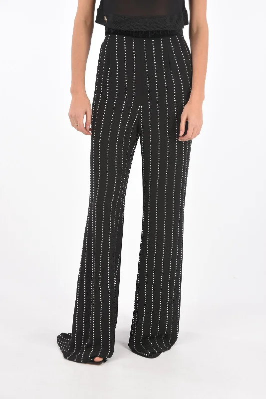 Philipp Plein COUTURE crystal all over high rise waist palazzo pants