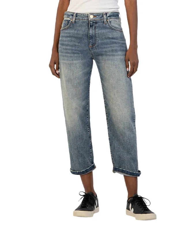 Sienna Baggy Boyfriend Crop Jeans In Shaped Wash