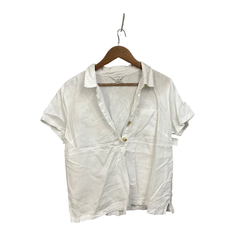 Top Short Sleeve By Christopher And Banks In White, Size: L