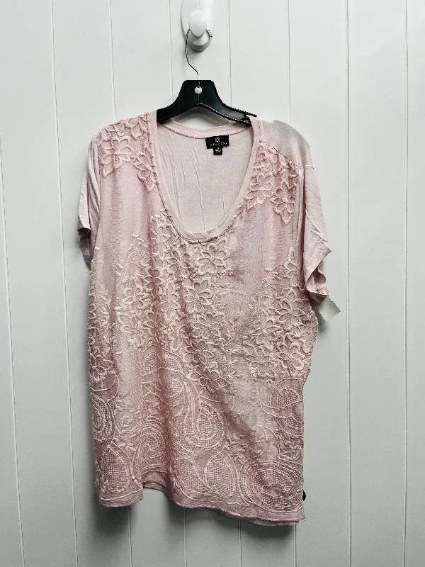 Top Short Sleeve By CURATIONS - In Pink, Size: Xl