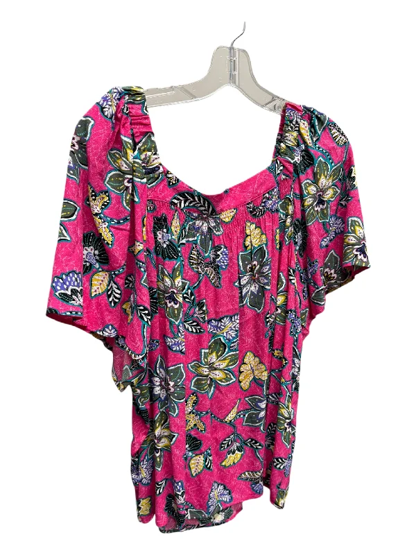 Top Short Sleeve By Loft In Pink, Size: L