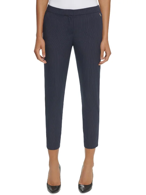 Womens Pinstripe Stretch Ankle Pants